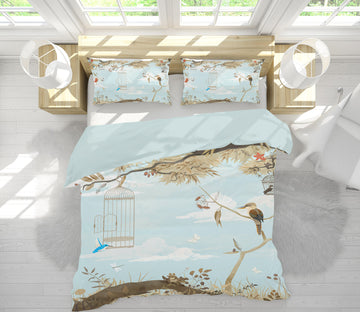 3D Branches Bird 13101 Bed Pillowcases Quilt