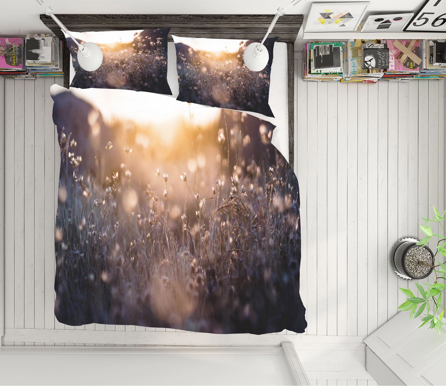 3D Flowers Grass 59156 Bed Pillowcases Quilt