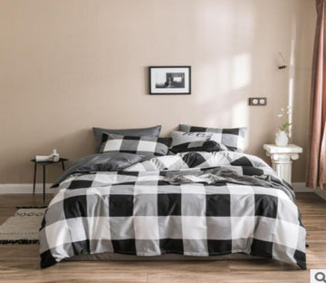 3D Black White Grid 30091 Bed Pillowcases Quilt