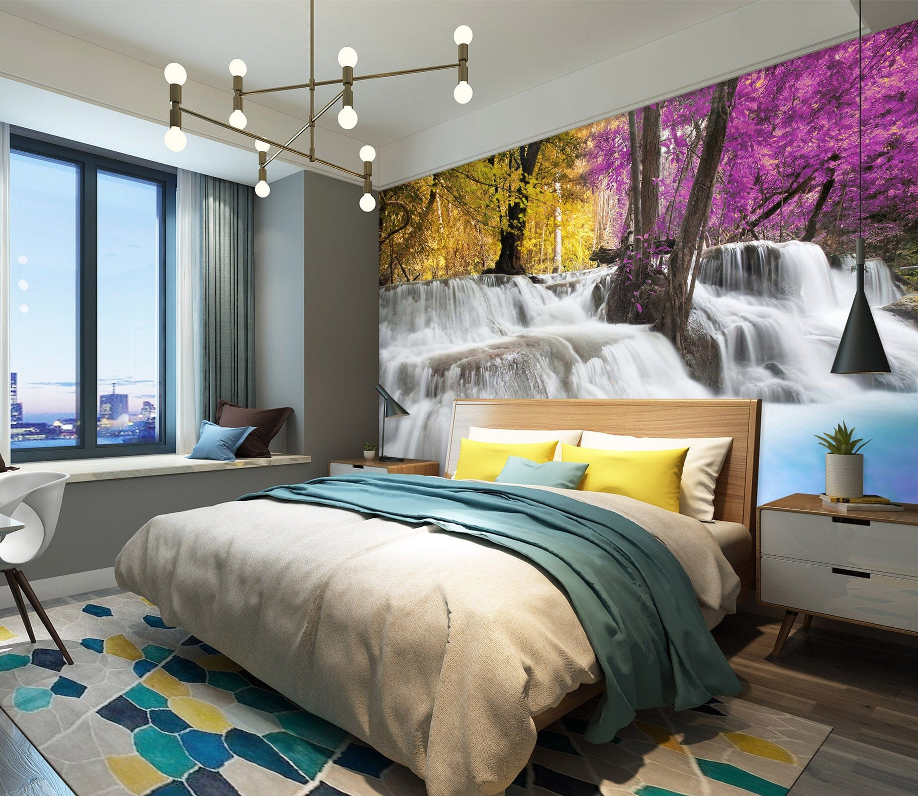 3D Forest Waterfall 2019 Wall Murals Wallpaper AJ Wallpaper 2 