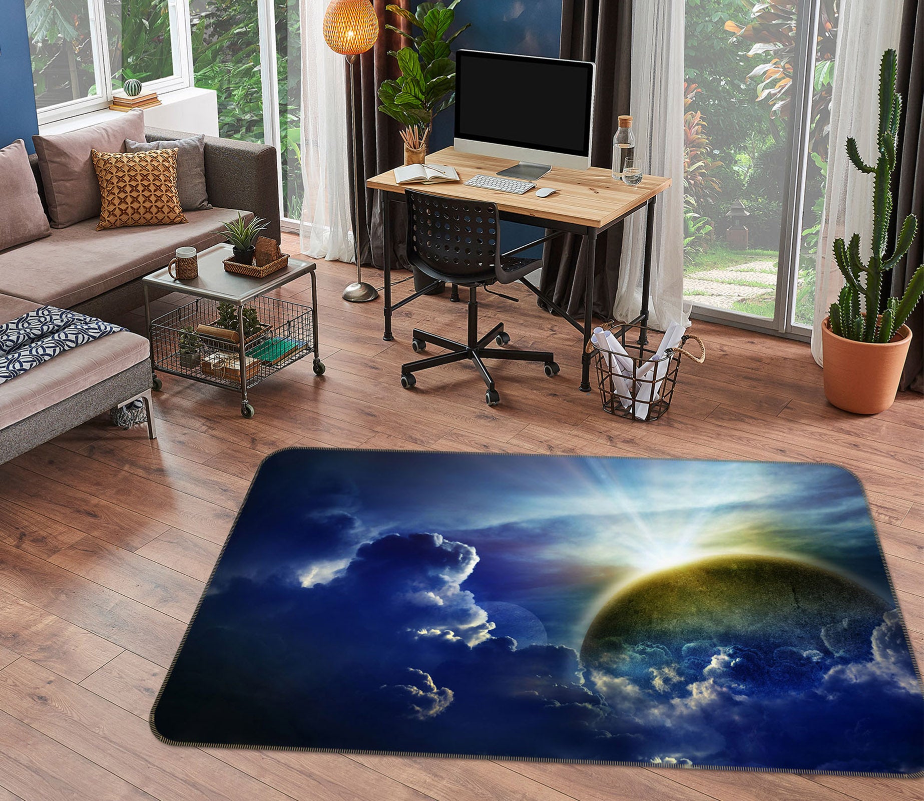 3D Planet Clouds 31147 Non Slip Rug Mat