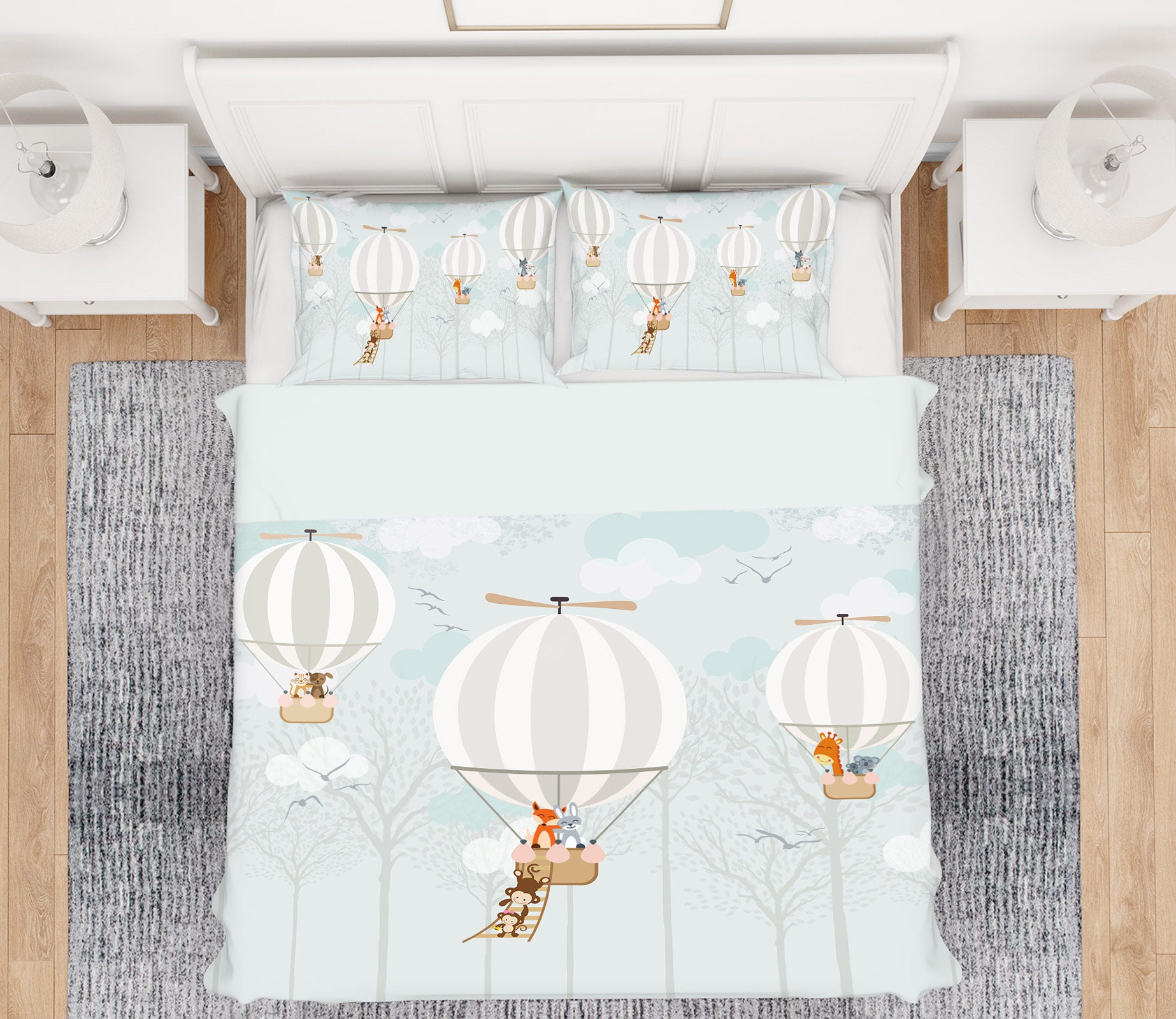 3D Hot Air Balloon 13049 Bed Pillowcases Quilt