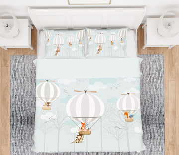 3D Hot Air Balloon 13049 Bed Pillowcases Quilt