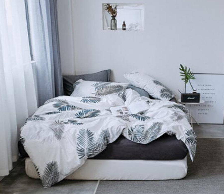 3D White Ash Leaves 16008 Bed Pillowcases Quilt