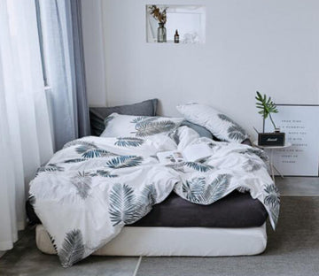 3D White Ash Leaves 16008 Bed Pillowcases Quilt