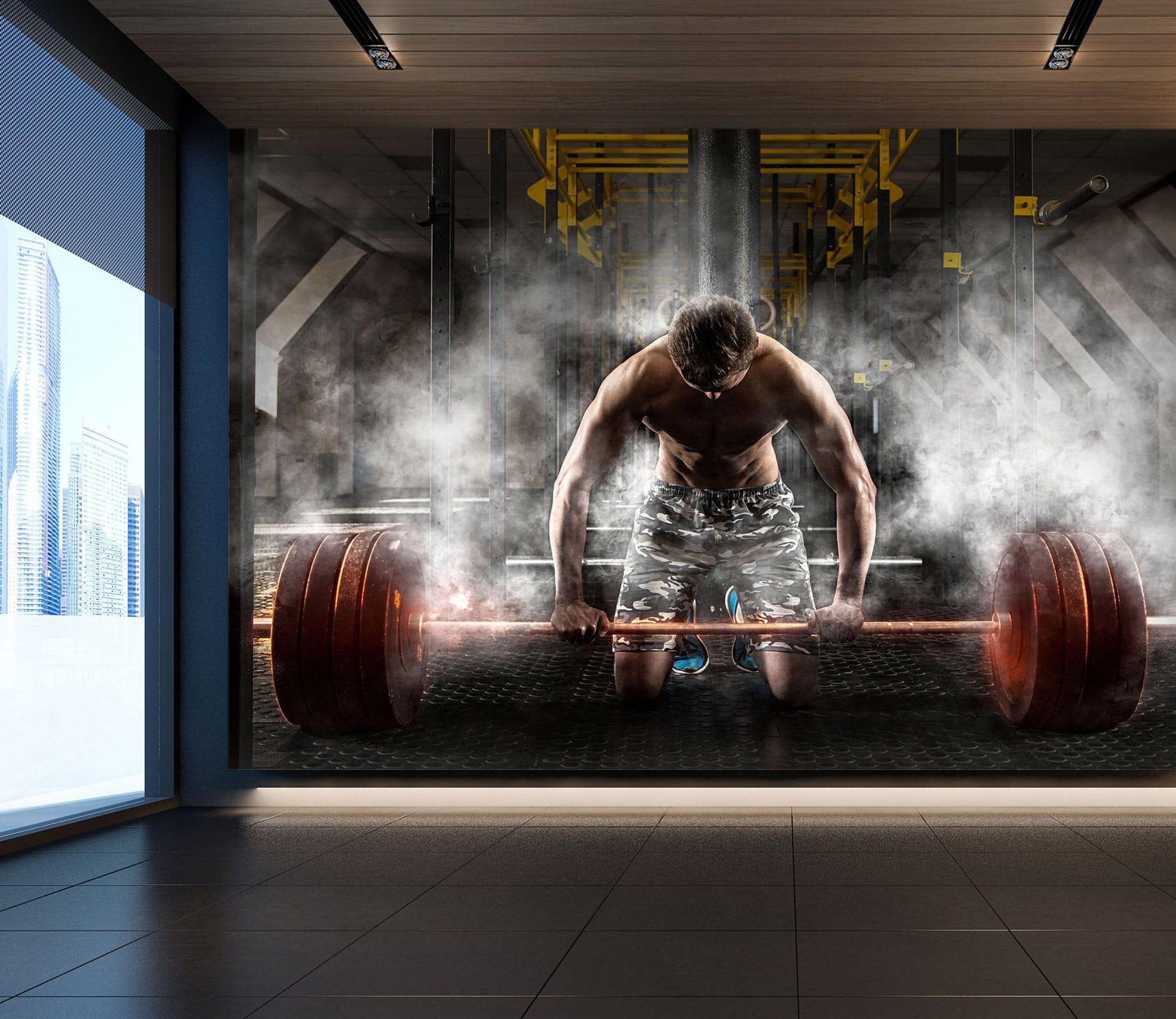 3D Barbell Squat 303 Wall Murals Wallpaper AJ Wallpaper 2 