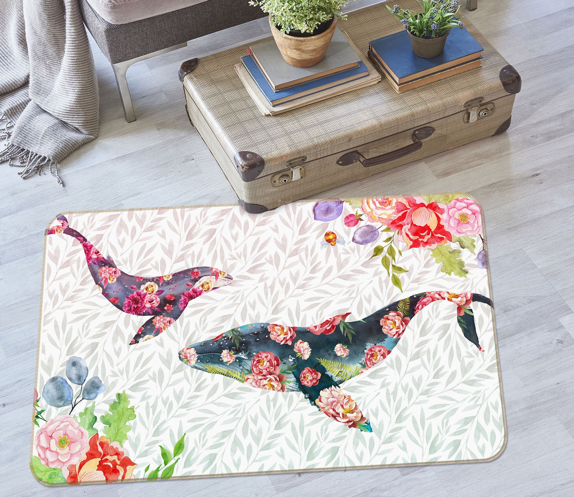 3D Flower Whalet 34062 Non Slip Rug Mat