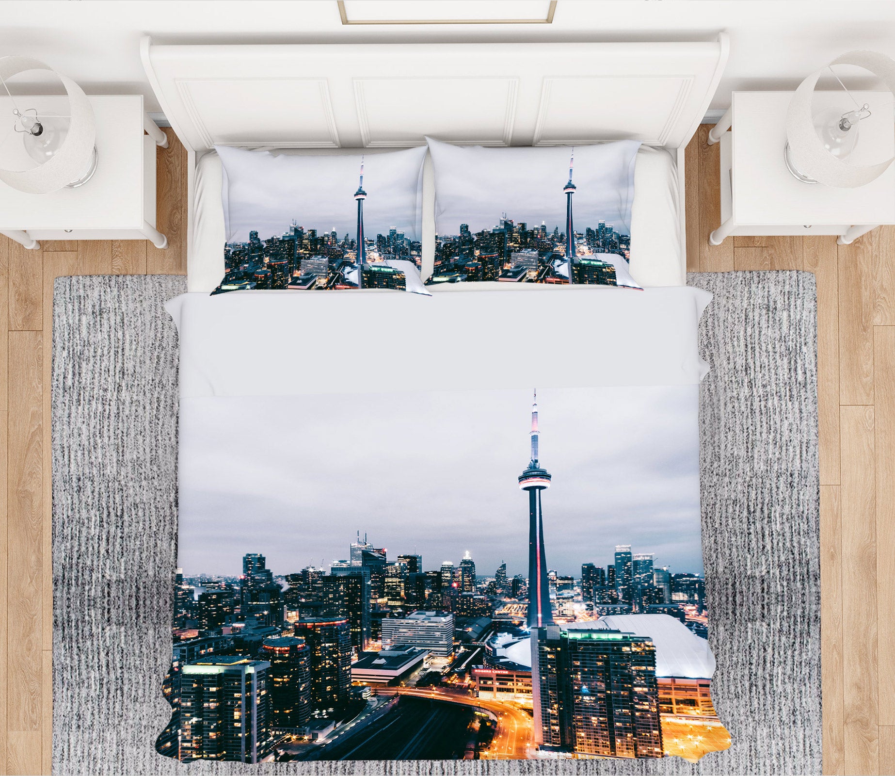 3D City House 12219 Bed Pillowcases Quilt