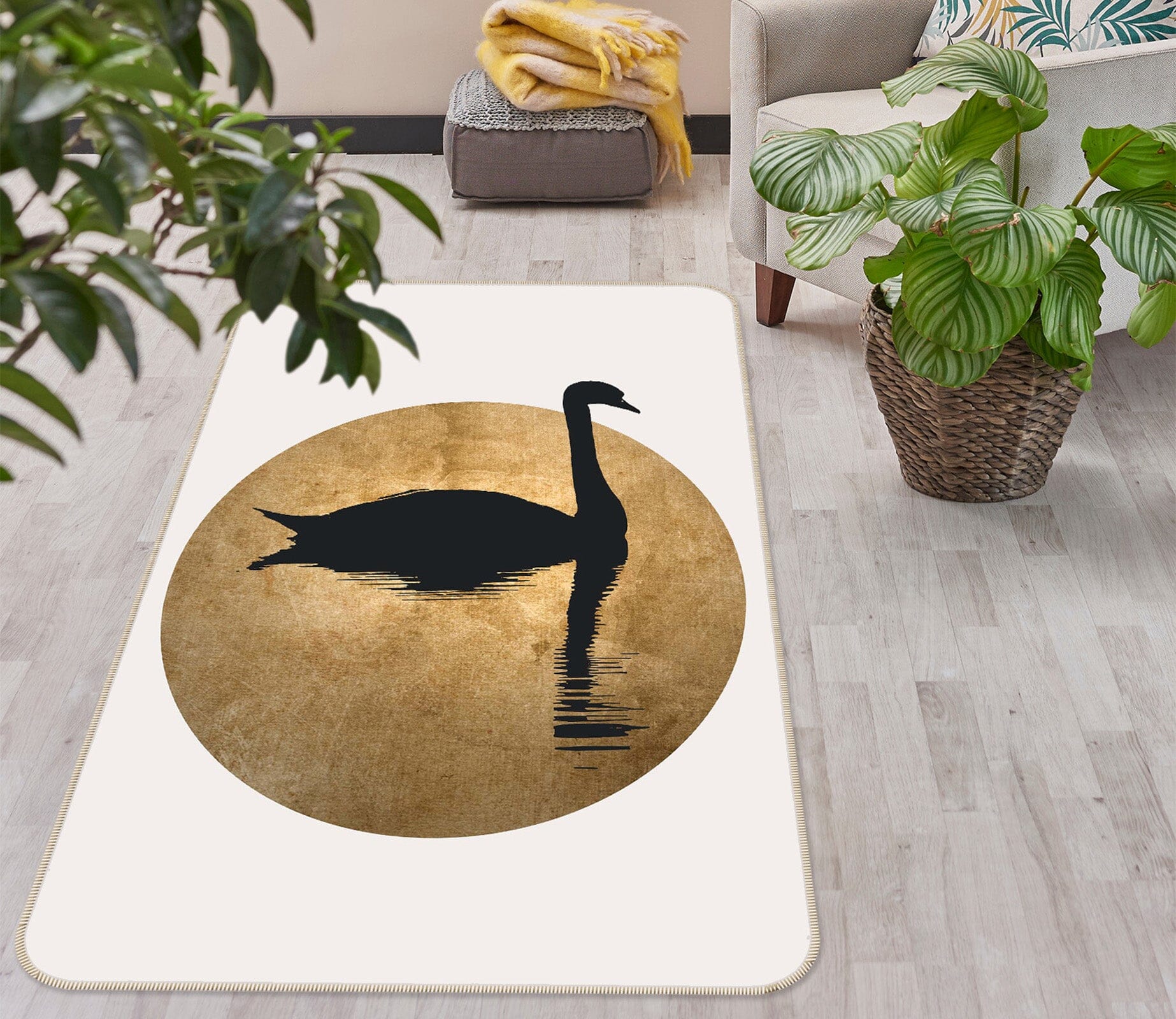 3D Black Swan 1125 Boris Draschoff Rug Non Slip Rug Mat Mat AJ Creativity Home 
