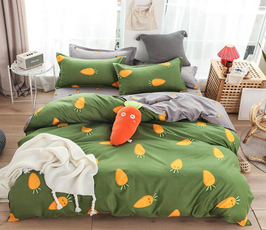 3D Green Background Carrot 12125 Bed Pillowcases Quilt