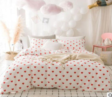 3D Red Heart 20197 Bed Pillowcases Quilt