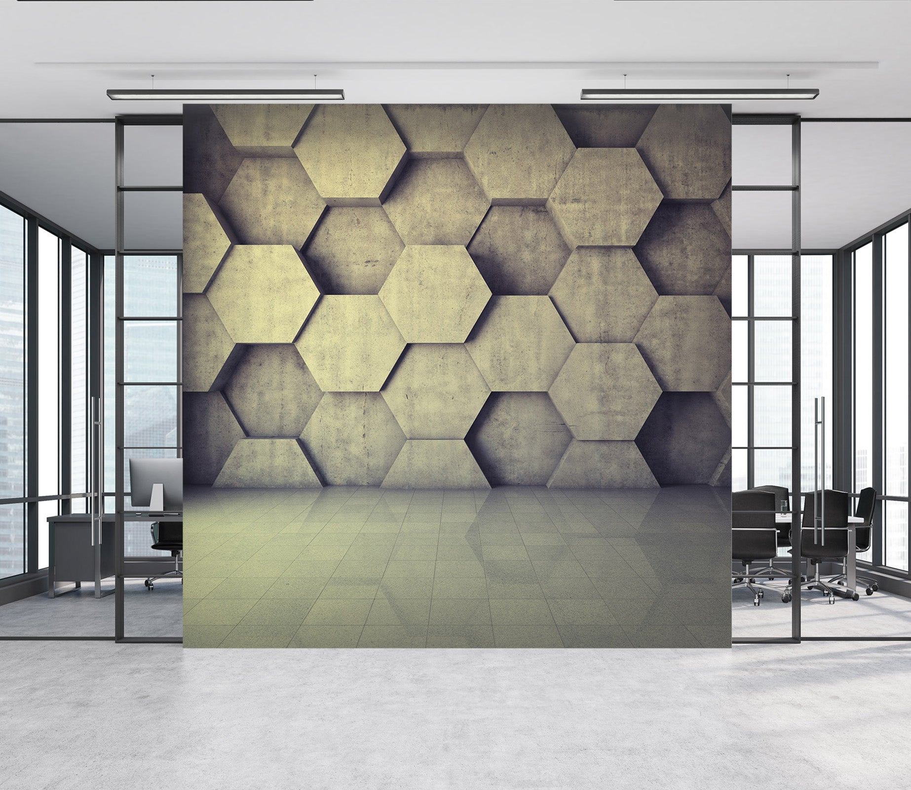 3D Hexagonal Wood 065 Wall Murals