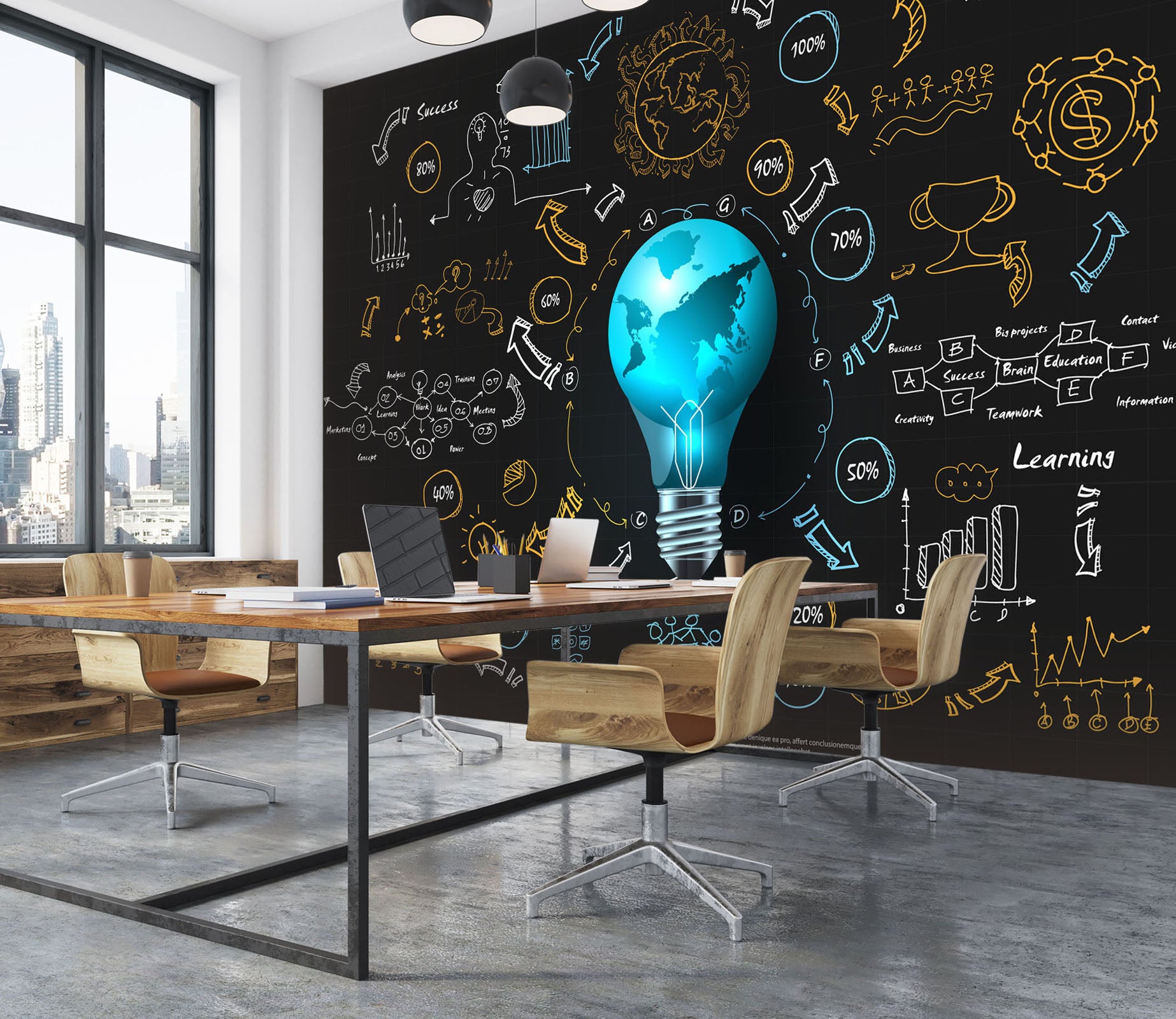 3D Light Bulb Formula 040 Wall Murals