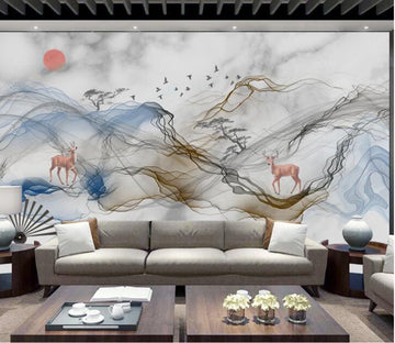 3D Pink Deer WC2273 Wall Murals
