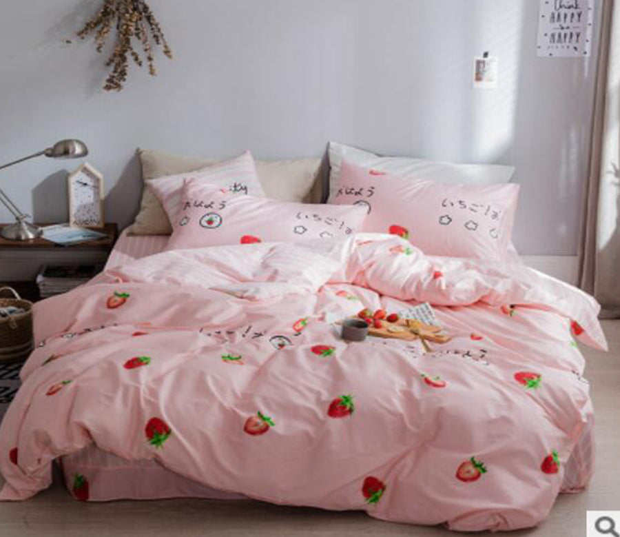 3D Strawberry 17057 Bed Pillowcases Quilt