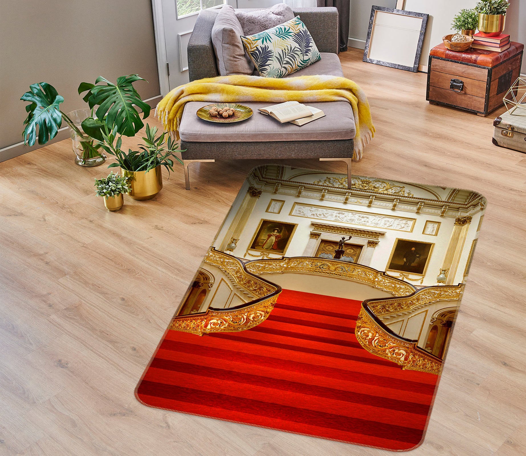 3D Red Stairs 76063 Non Slip Rug Mat