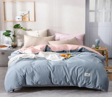 3D Light Blue 4100 Bed Pillowcases Quilt