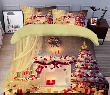 3D White Red Christmas Tree 45147 Christmas Quilt Duvet Cover Xmas Bed Pillowcases