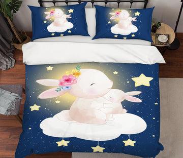 3D Rabbit Cloud Star 58222 Bed Pillowcases Quilt