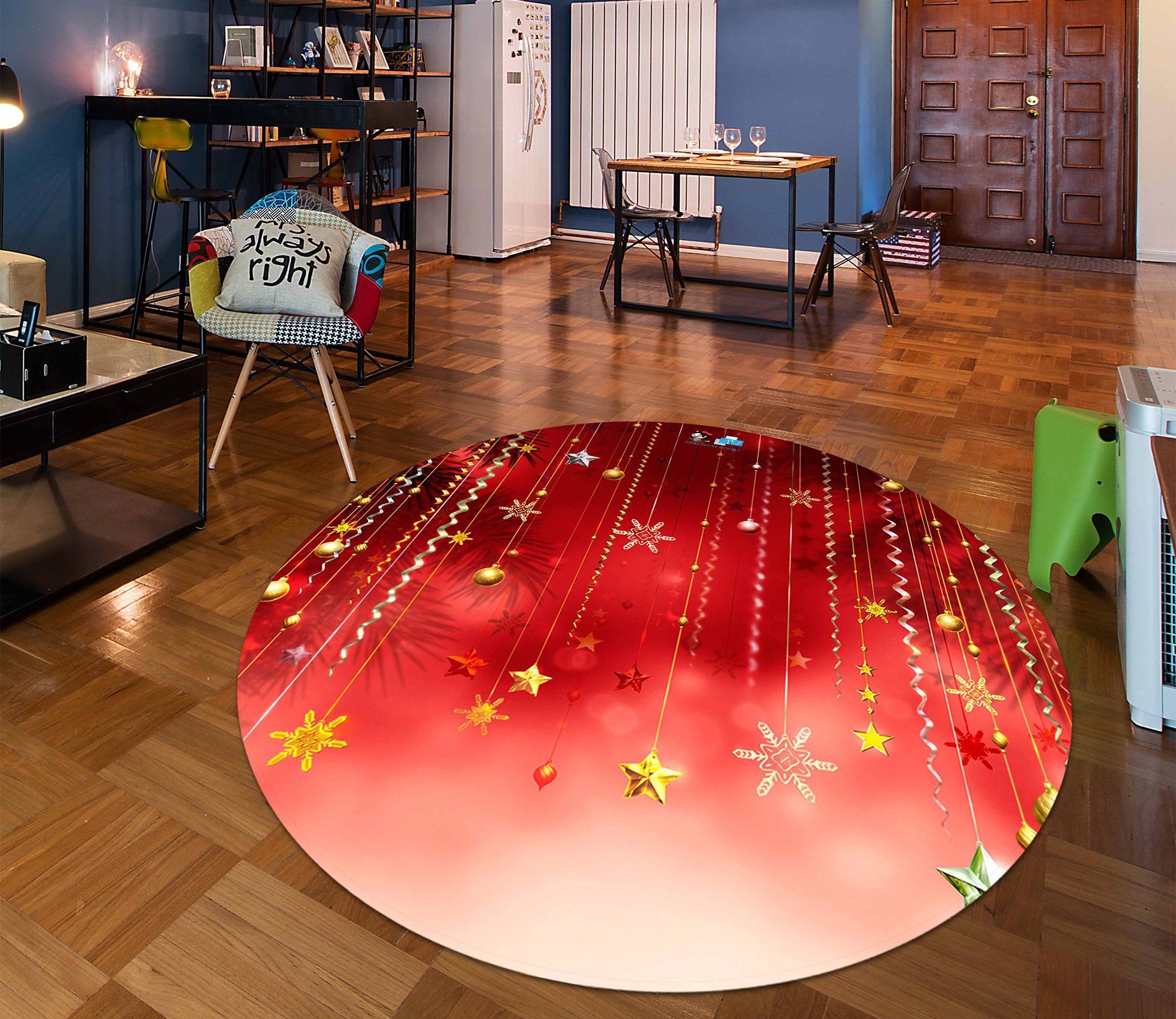 3D Christmas Ornaments 059 Round Non Slip Rug Mat Mat AJ Creativity Home 