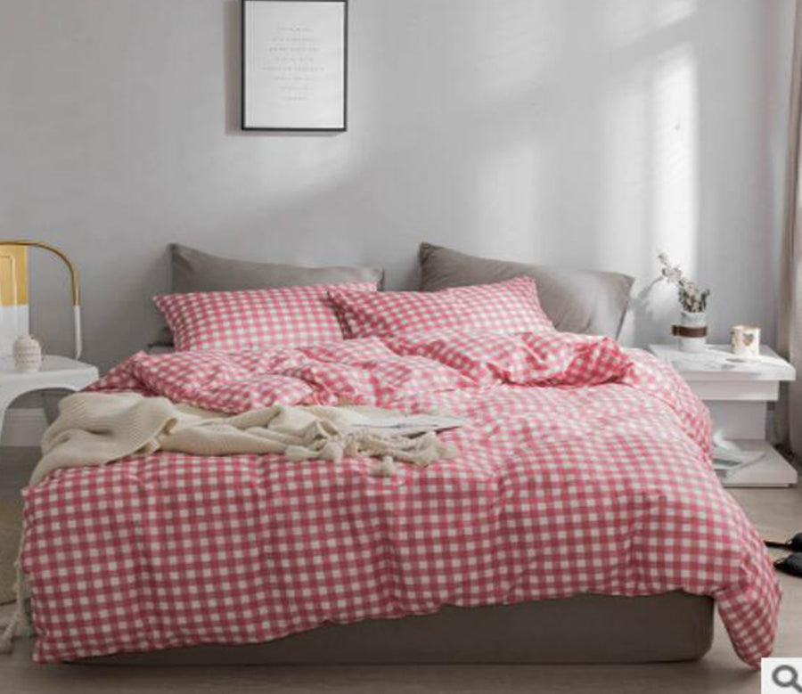 3D Pink Plaid 20250 Bed Pillowcases Quilt