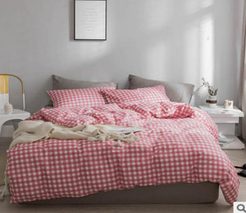 3D Pink Plaid 20250 Bed Pillowcases Quilt
