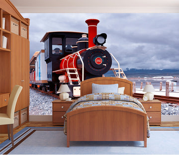 3D Black Cloud Train 082 Vehicle Wall Murals