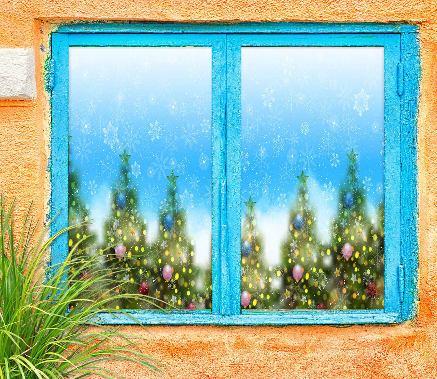 3D Christmas Tree 43132 Christmas Window Film Print Sticker Cling Stained Glass Xmas