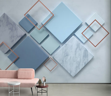 3D Blue Square WG022 Wall Murals