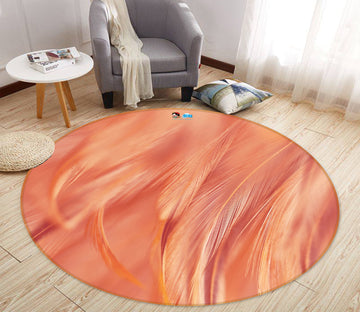 3D Orange Feather 81219 Round Non Slip Rug Mat