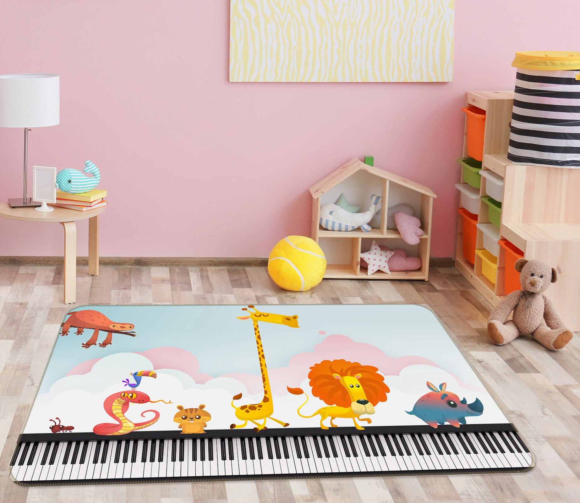 3D Little Animals Piano 34090 Non Slip Rug Mat