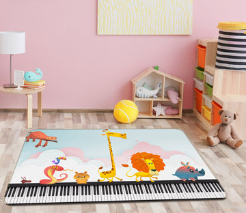 3D Little Animals Piano 34090 Non Slip Rug Mat