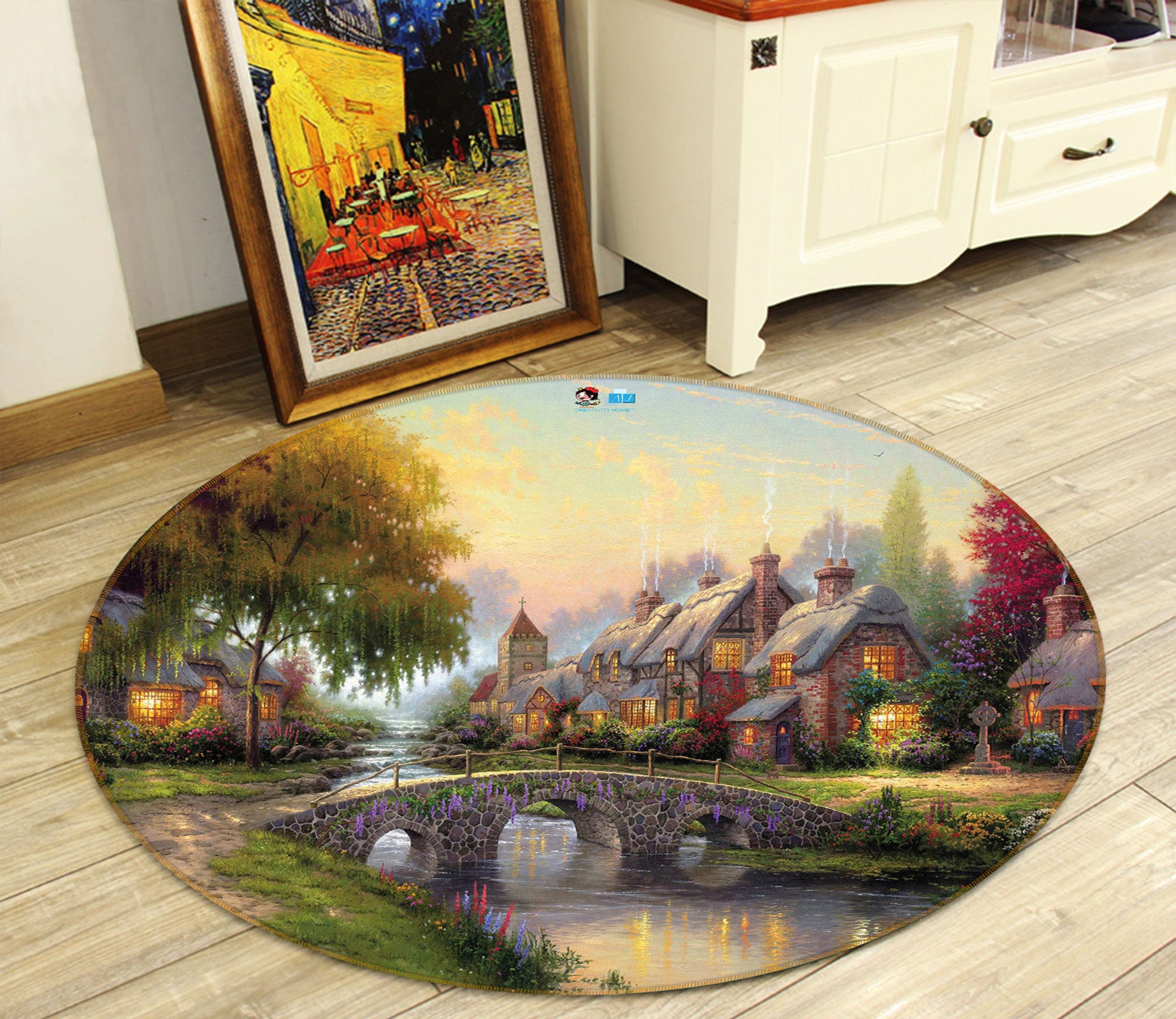 3D House Bridge 73005 Round Non Slip Rug Mat