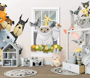 3D Cute Puppy Kitten WC668 Wall Murals