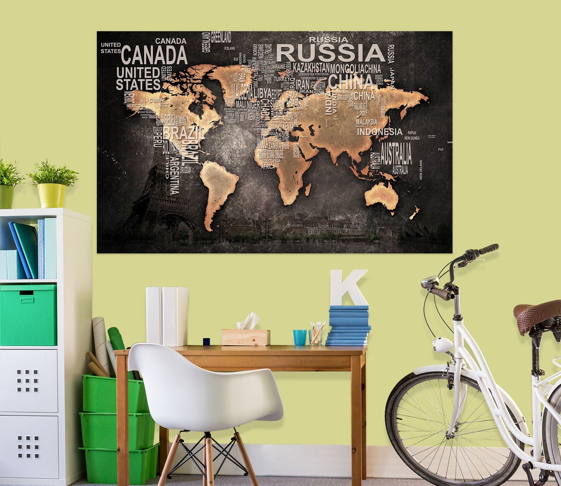 3D Gold Pattern 115 World Map Wall Sticker Wallpaper AJ Wallpaper 2 