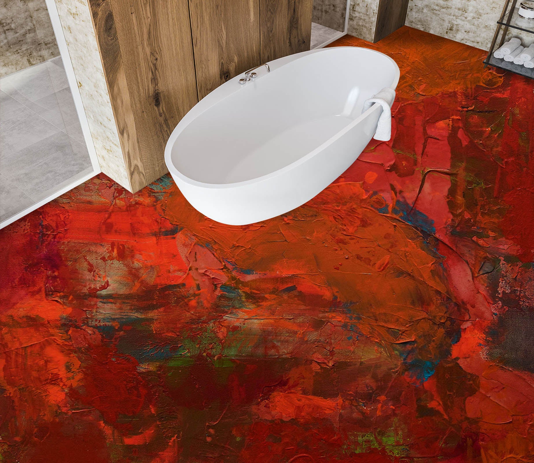 3D Red Pattern 9937 Allan P. Friedlander Floor Mural