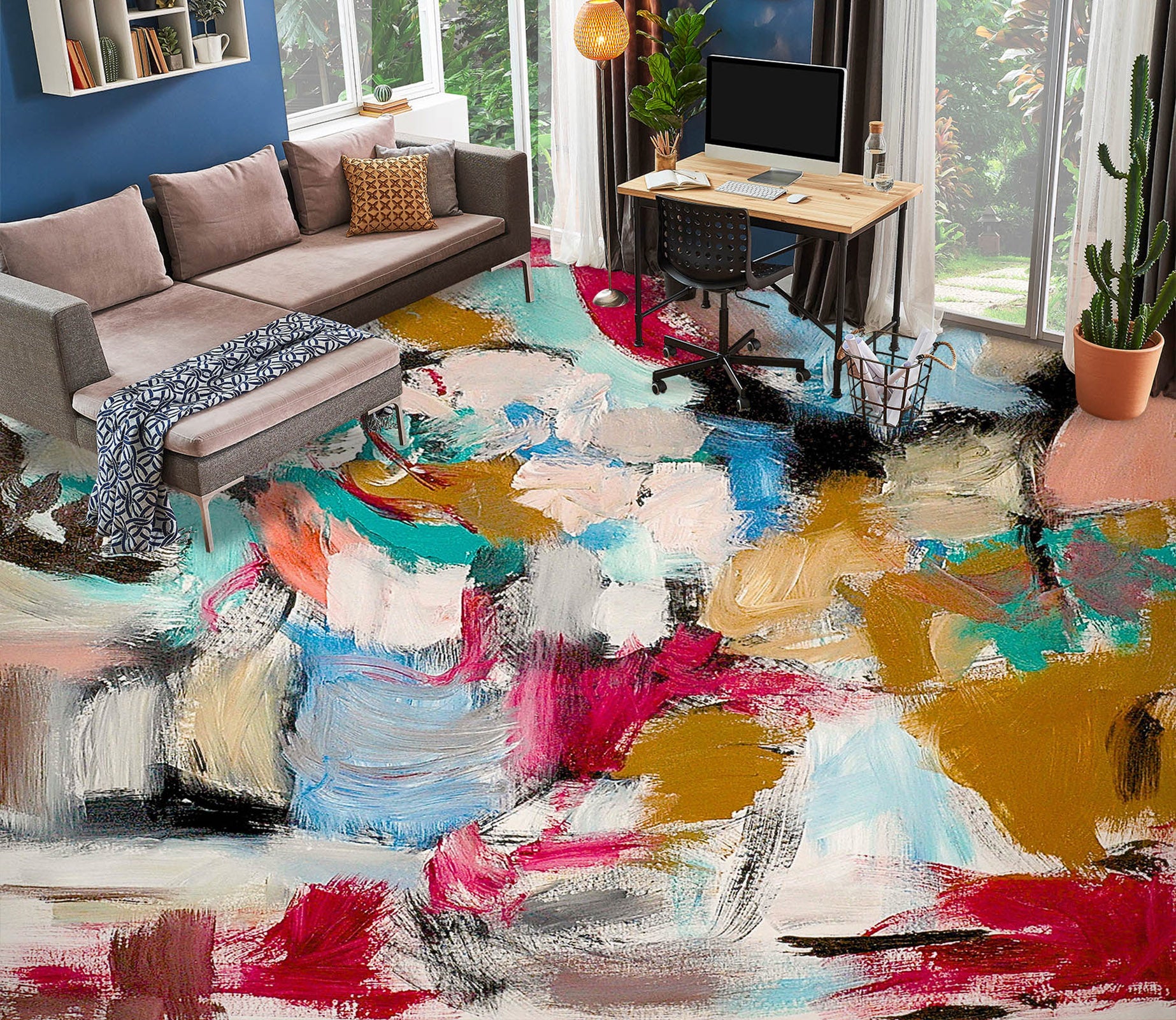 3D Color Paint Brush Pattern 9935 Allan P. Friedlander Floor Mural