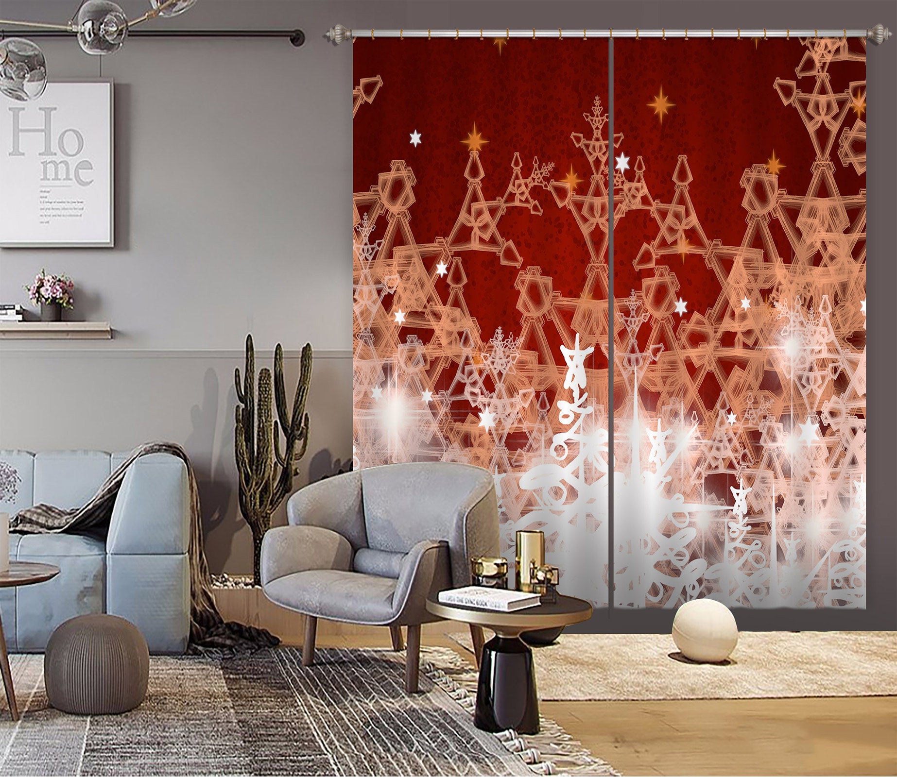 3D Snowflake 52074 Christmas Curtains Drapes Xmas