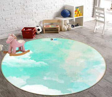 3D Light Green Sky Clouds 64065 Round Non Slip Rug Mat