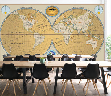 3D Yellow Circle 2058 World Map Wall Murals Wallpaper AJ Wallpaper 2 