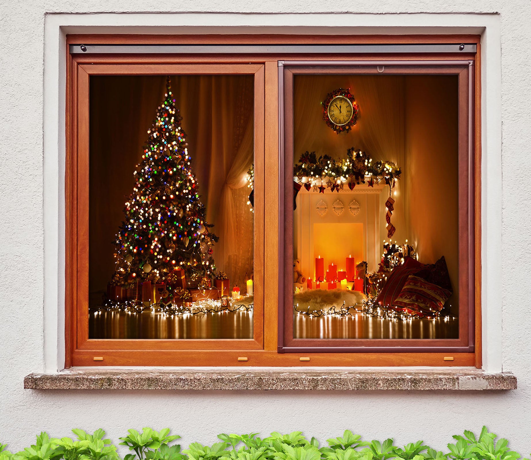 3D Christmas Tree String Lights 42174 Christmas Window Film Print Sticker Cling Stained Glass Xmas