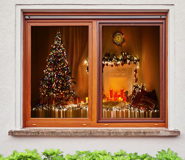 3D Christmas Tree String Lights 42174 Christmas Window Film Print Sticker Cling Stained Glass Xmas