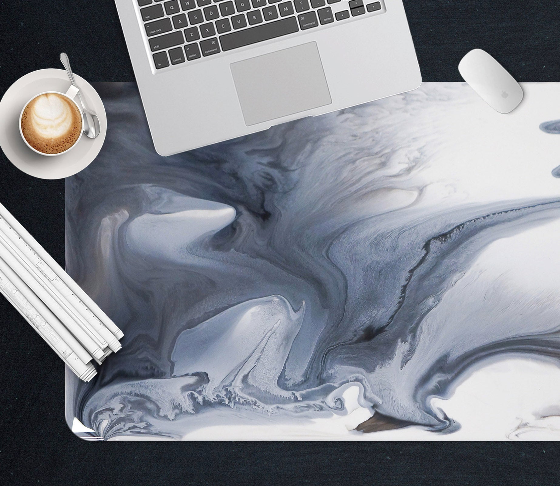 3D Grey Water Pattern 18049 Desk Mat
