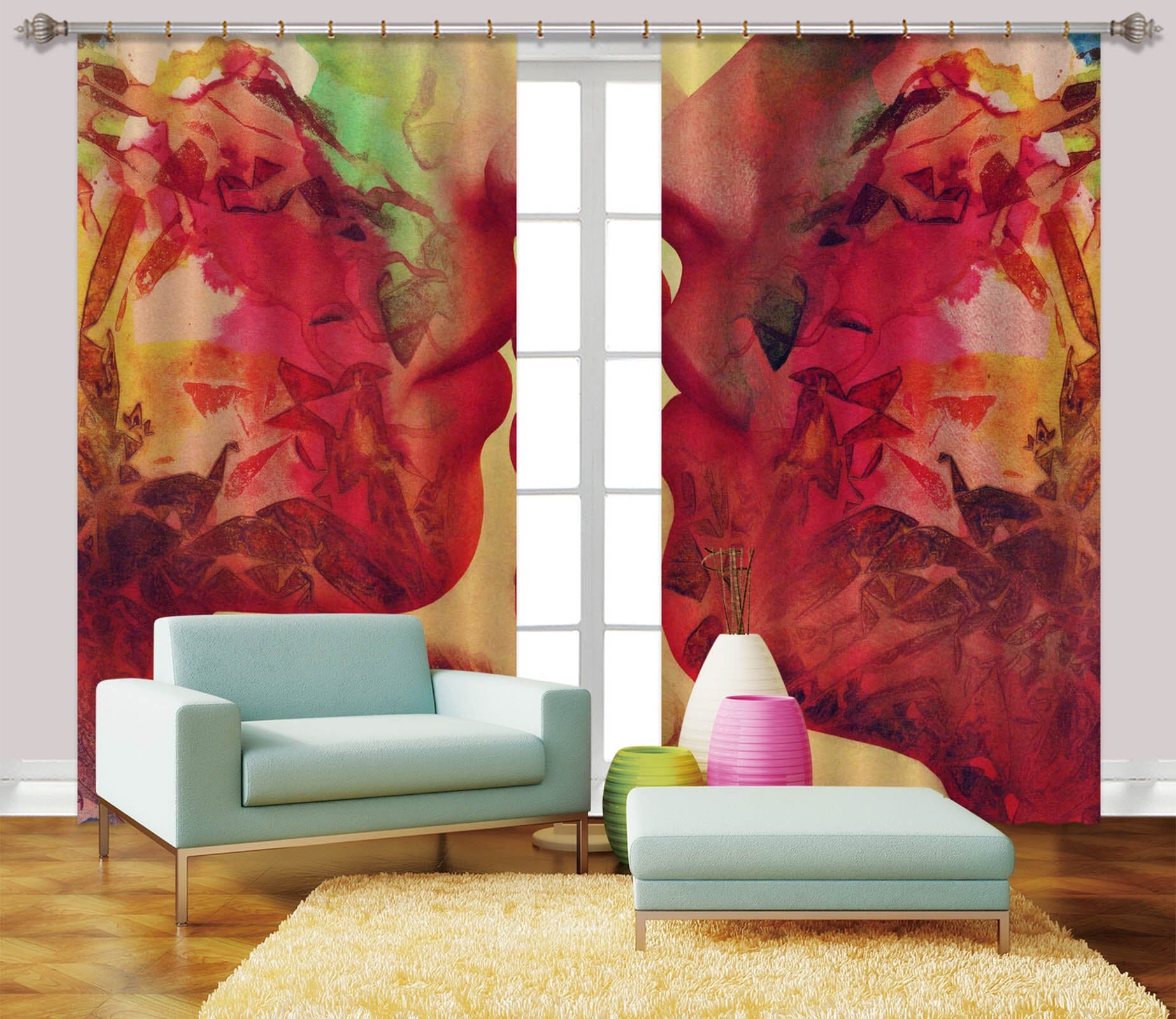 3D Graffiti Love 043 Marco Cavazzana Curtain Curtains Drapes Curtains AJ Creativity Home 