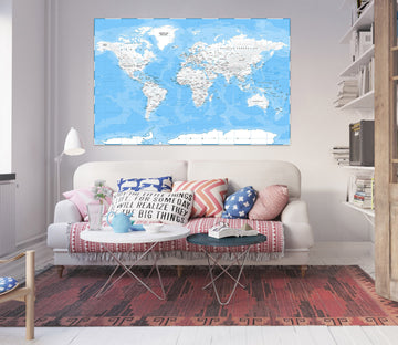 3D Abstract Clouds 256 World Map Wall Sticker