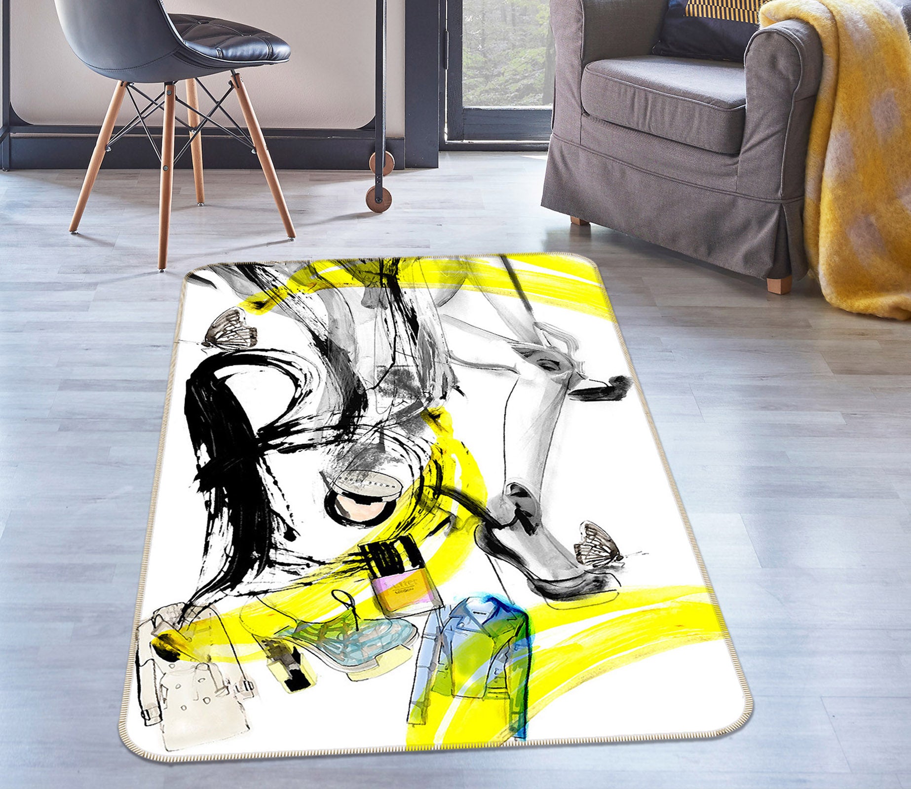 3D Clothes Shoes Pattern 65016 Non Slip Rug Mat