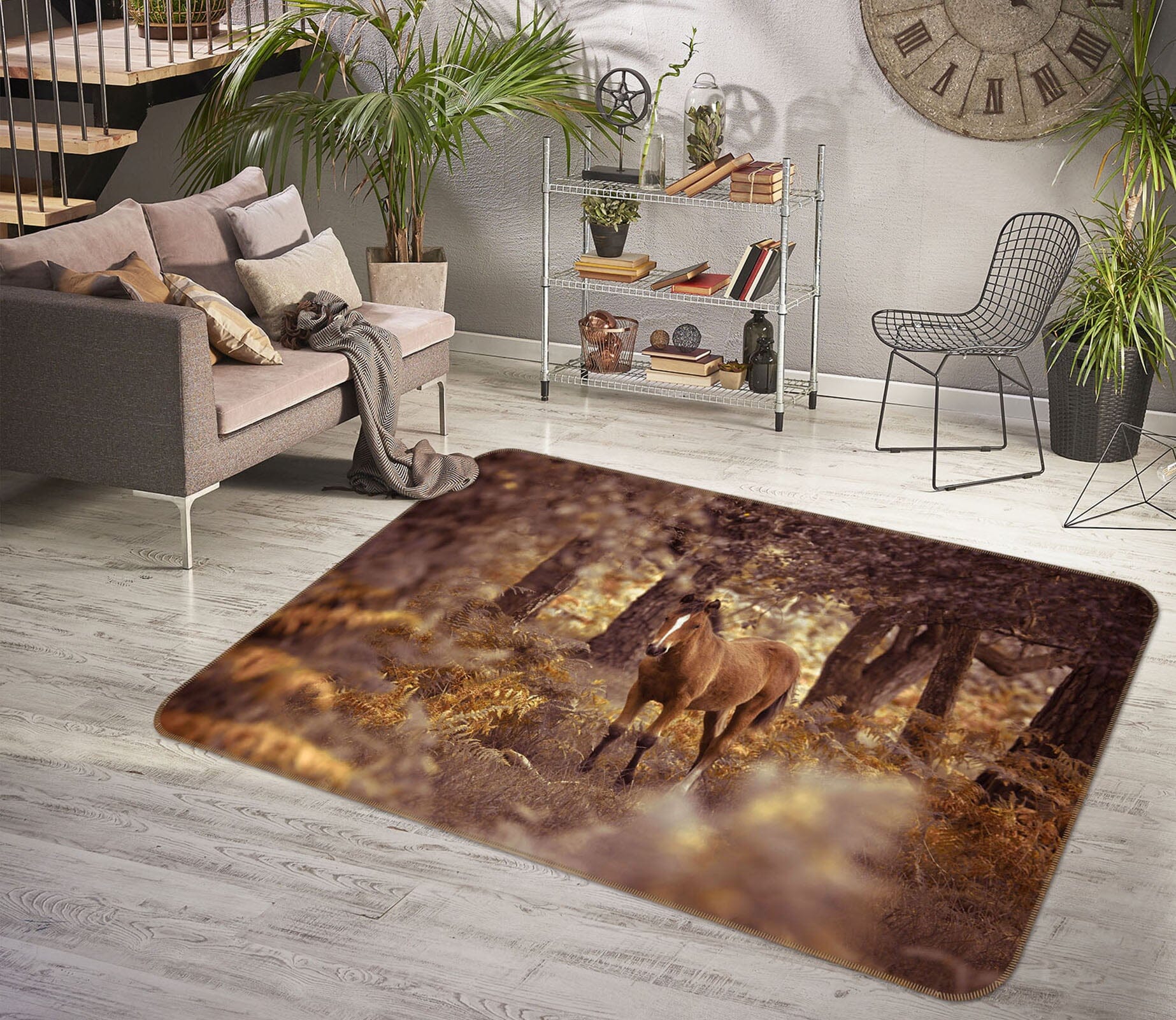 3D Forest Horse 3006 Assaf Frank Rug Non Slip Rug Mat Mat AJ Creativity Home 