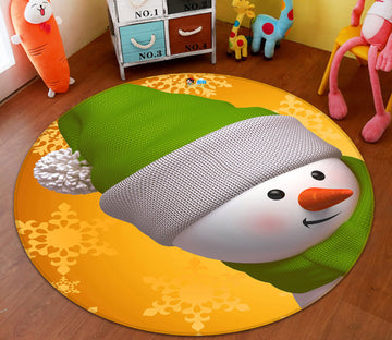 3D Snowman 54128 Christmas Round Non Slip Rug Mat Xmas