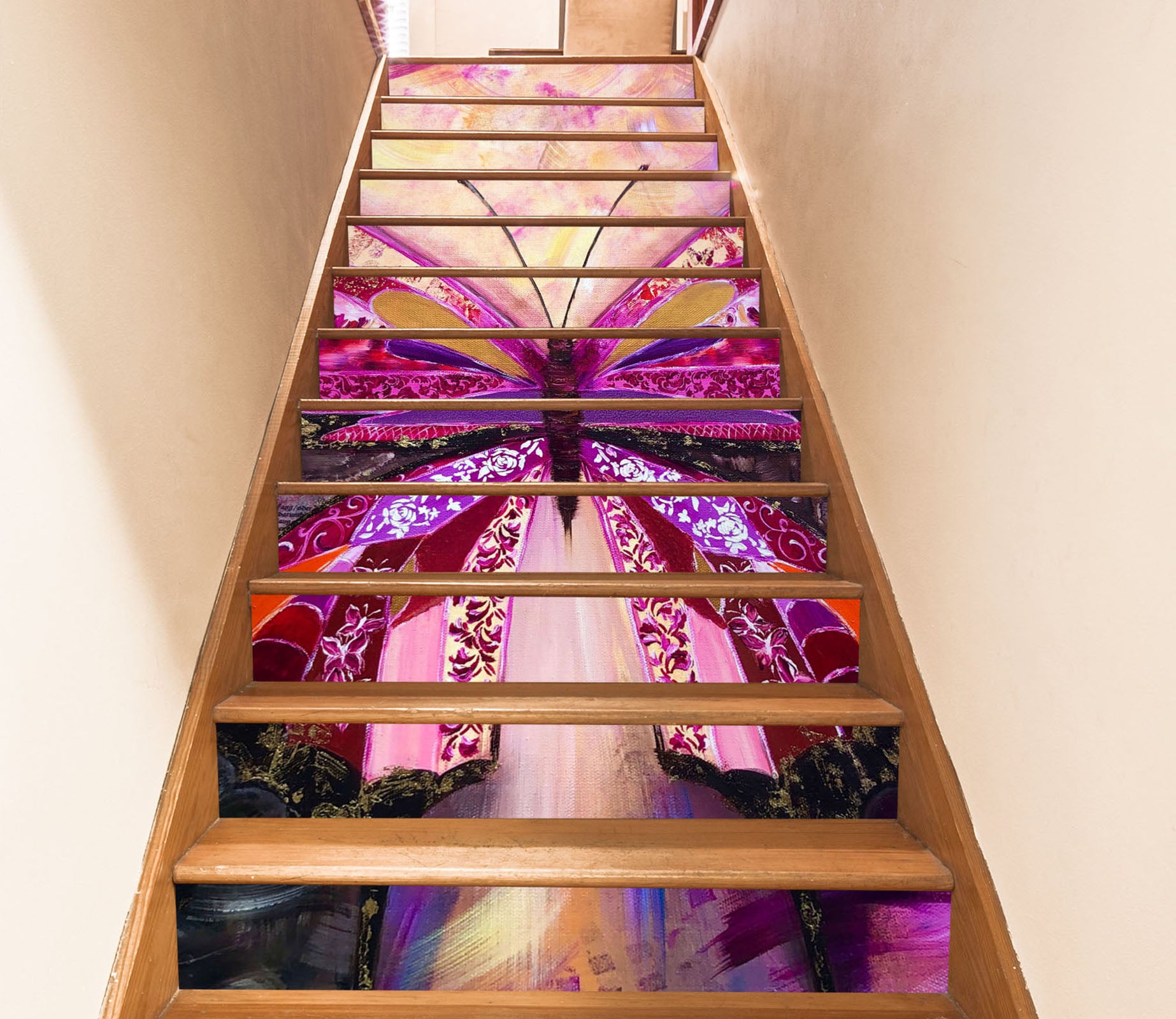 3D Purple Butterfly 2158 Skromova Marina Stair Risers