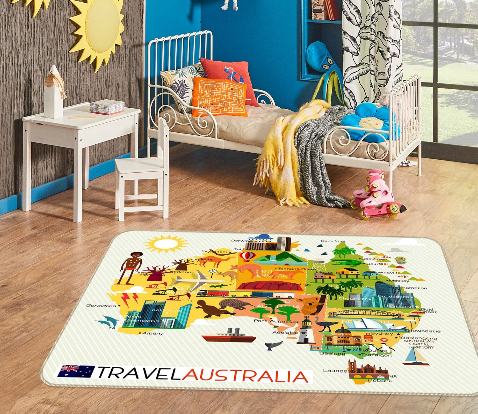 3D Color House 263 World Map Non Slip Rug Mat Mat AJ Creativity Home 